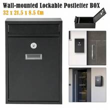 Post Box Large Letter Mail Box Steel Lockable Outdoor Wall Mounted With Keys - Black - View 10
