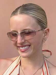 1 副女士 Y2K 风格别致金属框架优雅简约时尚眼镜，百搭海滩配饰，时尚装饰 - 彩色 - 查看 2