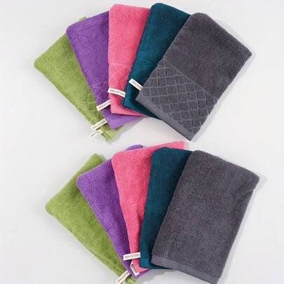 QIBHI 10/8/2pcs Bath Gloves, Terry Cloth Fabric, Absorbent & Soft, Suitable For Bathing, Bathroom Towel, Reusable Makeup Remover Gloves, Multiple Colors Available