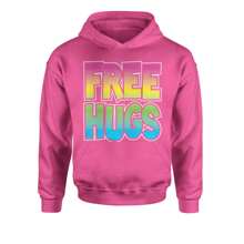 Free Hugs Youth-Sized Hoodie - Hot Pink - View 4