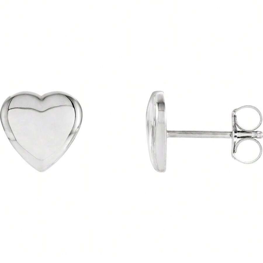 The Black Bow 14k White, Yellow Or Rose Gold Solid Heart Post Earrings