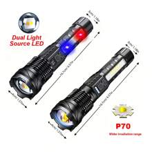 1 件超亮可充电手电筒泛光灯适用于户外露营、钓鱼、狩猎、徒步旅行、探险和夜间骑行