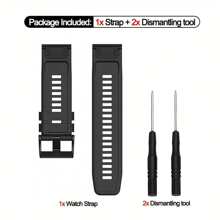 1 件男女通用简约硅胶表带，兼容 Garmin Fenix 7 7X Tactix Delta 7 Pro D2 Bravo Charlie Quatix 3 Descent MK1 MK2 MK2i Enduro 2，26 毫米快速释放，厚扣，适用于 Fenix 6X Pro 5X Plus Fenix 3 3HR，智能手表配件 - 黑色 - 查看 3