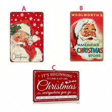 1 pieza Letrero de hojalata de estilo retro con diseño navideño de Santa Claus, decoración de pared, estilo rústico, para el hogar, bar, mejor regalo, decoración interior y exterior