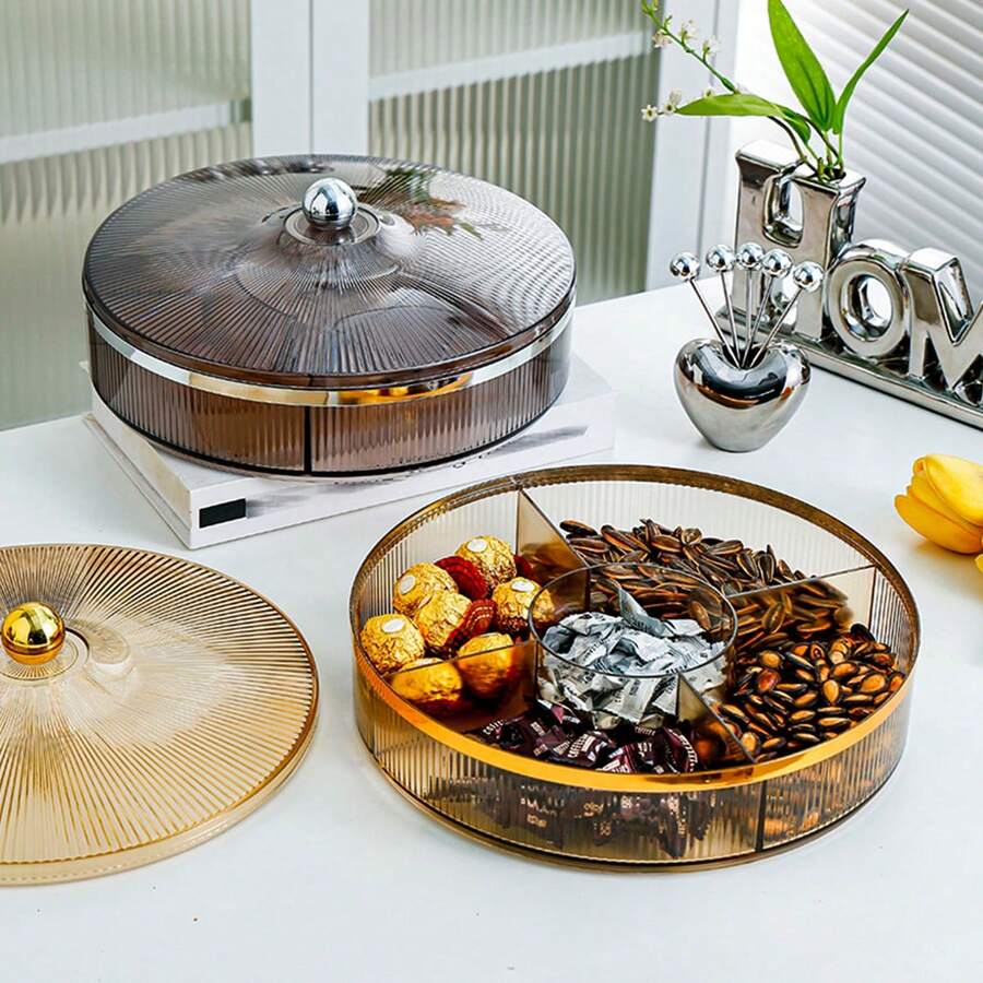 1pc Of Separate Trays With Lid, Vegetable Tray, Snack Bowl, Dried Fruit