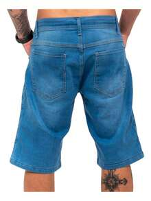Men's Bermuda Jeans With Lycra Elastane - Màu xanh lam - Xem 2