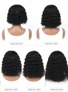 Deep Wave Bob Wig Side Part Brazilian Human Hair 11*4*0.5 Lace Frontal Wig Deep Wave Water Curly Short Bob Wig Human Hair 180% Density - Natural & Black - View 7
