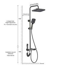 AYYDS Shower System With Thermostat, 4-Function Piano Keys Brass Mixer Tap Shower Set With Overhead Shower, 3 Mode Hand Shower, Bidet Shower, Bathtub Faucet, Adjustable Shower Column Black