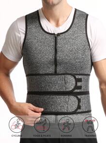 رياضي في الهواء الطلق حزام خصر مزدوج مع سحاب للرجال على شكل ملحقات أعلى ملابس رياضية للصالة الرياضية قطعة واحدة