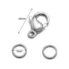 20 Stücke 304 Edelstahl Karabiner Verschlüsse mit 40 Stücke 7mm Binderinge für Ohrringe, Armbänder, Halsketten, Anhänger, Schmuck-DIY Herstellung