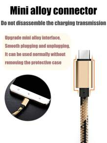 60W High Power, 1 Meter, USB To TYPE-C Interface Data Cable, Tiger Weave Material, Compatible With TYPE-C Interface Devices. 2-In-1 High-Power Charging And Data Transmission. - Tiger Stripes - View 3