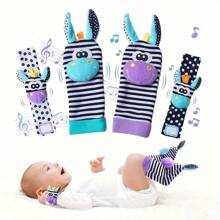 4PCS Baby Rattles Toys For 0-12 Month, Infant Girl Boy Toys For Babies 3-6 Months, Newborn Hand & Foot Toys For 0 To 9 Months, Baby Shower Gifts Set With Wrist Rattle Socks,6-12 Month Toys,Baby Rattle Toy,Newborn Baby Boy Toys