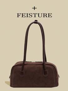 1 pieza Bolso de bolos vintage FEISTURE con acabado mate, bolso para el hombro/debajo del brazo, adecuado para compras, citas, regalos para mujeres, adolescentes, estudiantes universitarios y trabajadores de oficina, bolso vintage inspirado en el estilo retro para mujeres