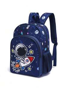 Mochila de astronauta para niños, mochila de 3 piezas con diseño de dinosaurio para la temporada de vuelta al colegio, mochila escolar de 16 pulgadas, lonchera, estuche de lápices - Multicolor - Ver 4