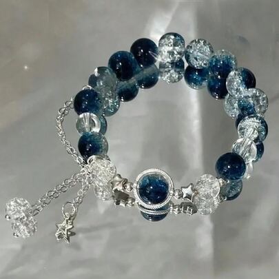 1/3 chiếc vòng tay đính hạt hình ngôi sao "Thiên hà chìm đắm" dành cho cung Song Ngư, vòng tay phong cách , vòng tay pha lê chữa lành, dùng để chữa lành năng lượng tâm linh, món quà lý tưởng cho bạn gái, vợ hoặc người yêu.