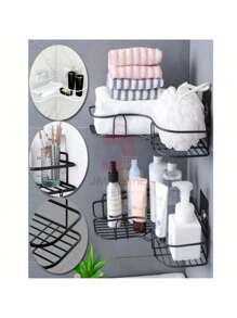 Kir 2 Steel Wall Mounted Shampoo Holder For Bathroom Use - màu đen - Xem 1