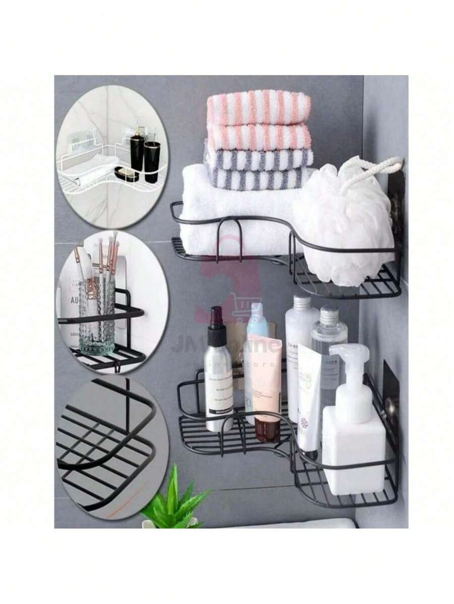 Kir 2 Steel Wall Mounted Shampoo Holder For Bathroom Use - màu đen - Xem 1