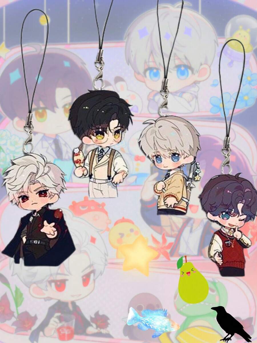 1 件热门游戏爱与深空钥匙扣可爱卡通人物亚克力钥匙链包吊坠饰品、家居装饰、房间装饰、墙面装饰