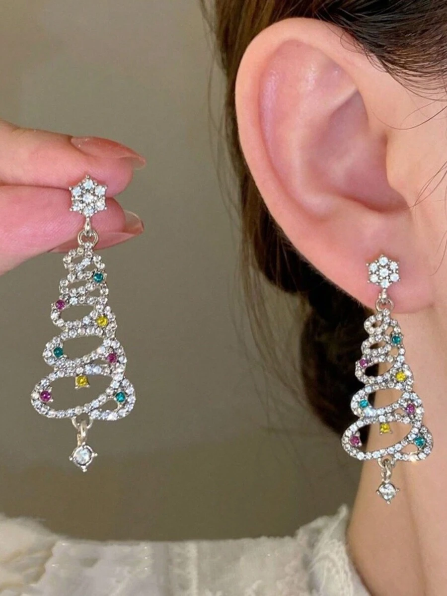 1 对圣诞树设计耳环，送给女性的圣诞礼物 - 彩色 - 查看 1