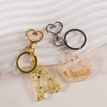 1pc DIY Epoxy Resin Mirror Surface 26 Letters & Numbers Asymmetrical Hole Keychain Pendant Silicone Mold - Transparent White - View 10