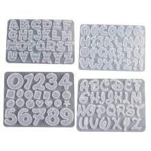 1pc DIY Epoxy Resin Mirror Surface 26 Letters & Numbers Asymmetrical Hole Keychain Pendant Silicone Mold - Transparent White - View 11