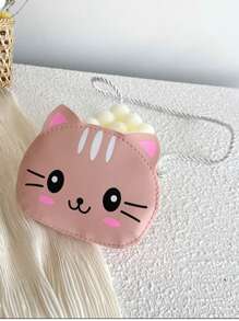 一件式女孩迷你貓 Pu 拉鍊開合卡通可愛斜挎包適合日常使用