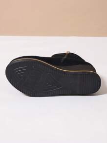 女式黑色加大码时尚厚底厚底踝靴，适合秋冬季 - 黑色 - 查看 6