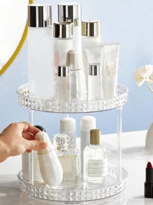 1/2/3层360°旋转收纳架 多功能旋转化妆品架 透明旋转架 化妆品收纳架 多层护肤品展示架 商品展示架 化妆台收纳架 - 彩色 - 查看 11