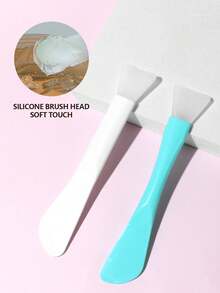 baopinger 1pc硅胶面膜刷软头带刮刀两用泥膜刷DIY面膜调理美容工具美容清洁洗脸美容院专用刷子批发 - 彩色 - 查看 1