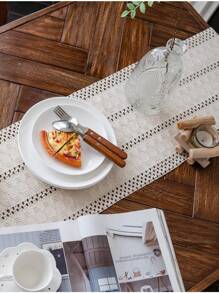 Caminho de mesa Boho Caminhos de mesa de macramê, para decoração de casa Caminho de mesa de macramê creme e marrom com borlas, para jantar Boho, decoração de quarto, chá de panela, decoração de mesa de outono