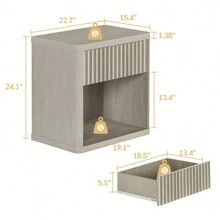 SICOTAS Gray Nightstands Set Of 2 With Drawer Modern Wood Bedside Table End Table For Bedroom Living Room Office - 淺灰色 - 查看 11