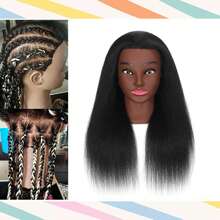 Mannequin Head Hair With 100% Real Hair, Hairdresser Cosmetology Mannequin Manikin Training Practice Doll Head For Hairstyling And Free Clamp Holder