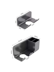 1 件套吹风机支架（带插头挂钩）、吹风机支架、免打孔壁挂式浴室储物架、化妆刷架、塑料剃须刀架、浴室配件、浴室收纳架