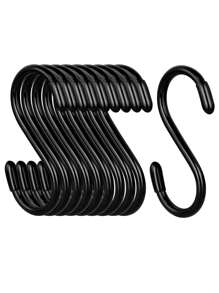 1pc/10pcs S-Shaped Hanger - Multi-Functional Metal Clothes Hooks For Kitchen, Workshop, Bathroom And Garden Bathroom Accessories Bathroom Tools - Black - View 12
