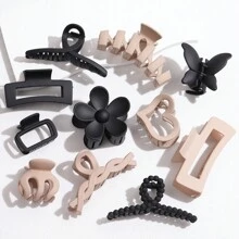 10-11个时尚纯色发夹 - 花朵和蝴蝶图案 - 耐用发夹，适合打造时尚马尾辫和发髻 - 女士和女孩的完美发饰 花朵发夹 派对爪夹 女士发饰 - 彩色 - 查看 15