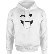 Emoticon Tongue Hanging Out Smile Face Adult Hoodie Sweatshirt - Heather grey - View 6