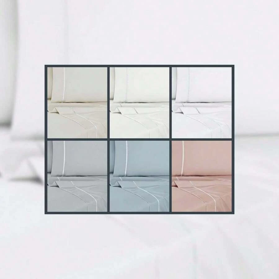 Basic Percale 400 Thread Count Single 2-Piece Sheet Set - Max Decor - trắng - Xem 1