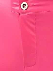 Womens Band Mirror Effect Metal Zipper Elastic Fabric High Waisted Skinny Pants PU Trousers Slim-Fit Y2K Spring Autumn Casual To Nightclub Party Outfits