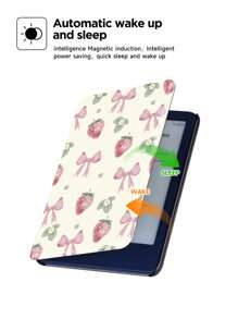 Bows And Strawberries Cream Case Compatible With Kindle,With Auto Wake/Sleep,Comes With Felt Bag - Multicolor - View 4