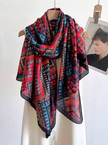 1 件女士围巾波西米亚菱形图案围巾，日常穿着休闲披肩，长围巾，适合婚礼派对礼物 - 彩色 - 查看 2