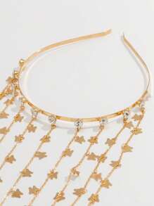 1件手工金色蝴蝶流苏头链，发饰，发链，发饰，发藤链，学生用品，女士饰品，婚礼，发饰，准新娘，女士发饰 - 金色 - 查看 3