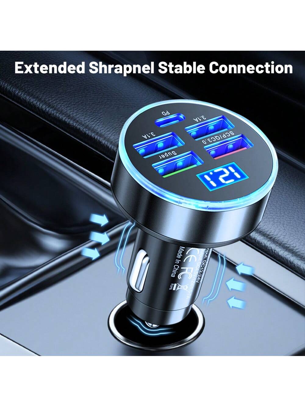 شاحن سيارة فائق السرعة 250 واط – 5 منافذ شحن – أسو...