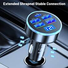 250W Car Charger 5 Ports PD + QC 3.0 Fast Charging Car Phone Charger Adapter 4 Ports Usb Car Charger Type C PD Quick Charge 3.0 Car Charger Car Accessories - Black - View 5