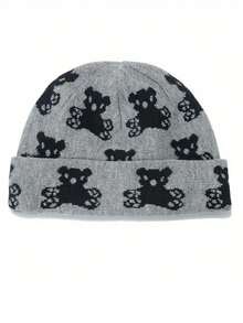 2024 秋冬可爱卡通熊针织帽，女士万圣节保暖护耳针织帽 - 彩色 - 查看 3