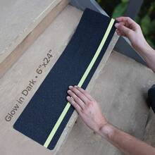 2/5/8PCS Non-Slip Stair Treads - Enhanced Stability - Superb Grip With Glow-In-Dark Stripe - Durable Outdoor Anti-Slip Tape - High-Traction, Abrasive Adhesive For Steps - Black With Luminous Strip - View 4