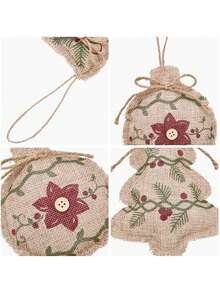 12 Stück rustikale Jutedekorationen für Weihnachten, Bauernhaus-Hängeornamente für Weihnachtsbaum, Party, Raum, Kranz Dekoration Heim Dekoration Raumdekoration Winter