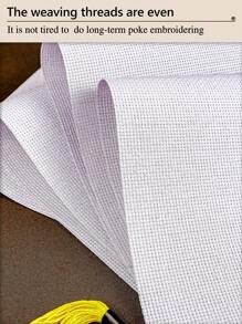 Tecido de Bordado Ponto Cruz para DIY, Fio Uniforme, Dureza de Tecido Adequada, Resultado em Belos Trabalhos, Disponível em Opções de Densidade de Linha 11CT e 14CT, 6 Tamanhos de Corte para Cada Opção - Branco - Ver 7