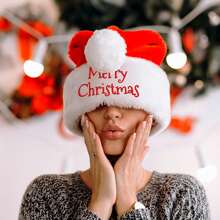 Personalized Embroidered Name Christmas Hat - Santa Hat For Family Members, Thick Short Plush Christmas Decorative Hat - Multicolor - View 9