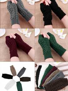 1 cặp Găng tay đan nửa ngón ấm áp cho nữ, mềm mại, ấm áp và thoáng khí cho mùa thu đông, thiết kế hở ngón để dễ dàng sử dụng điện thoại, hoàn hảo cho thời tiết lạnh, hoạt động ngoài trời và sử dụng hàng ngày - Nhiều màu - Xem 3