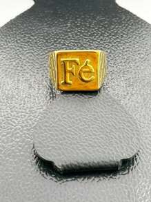 Men's Stainless Steel Faith Ring - 金色 - 查看 2